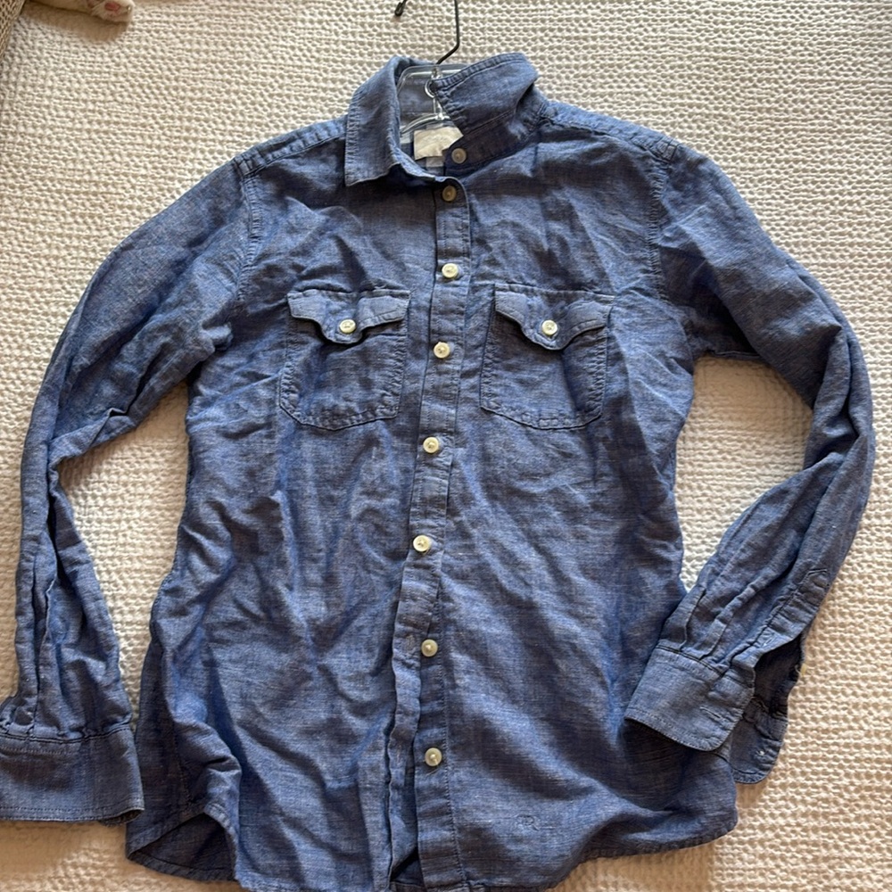Banana republic, button-down linen, cotton blouse
